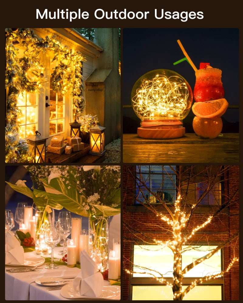 Brightown Solar String Lights Outdoor Waterproof, 4 Packs Total 132 Ft 400 LED Solar Fairy Lights with 8 Modes, Twinkle Solar Powered Outdoor Lights for Patio Yard Trees Wedding Christmas, Warm White - Image 5